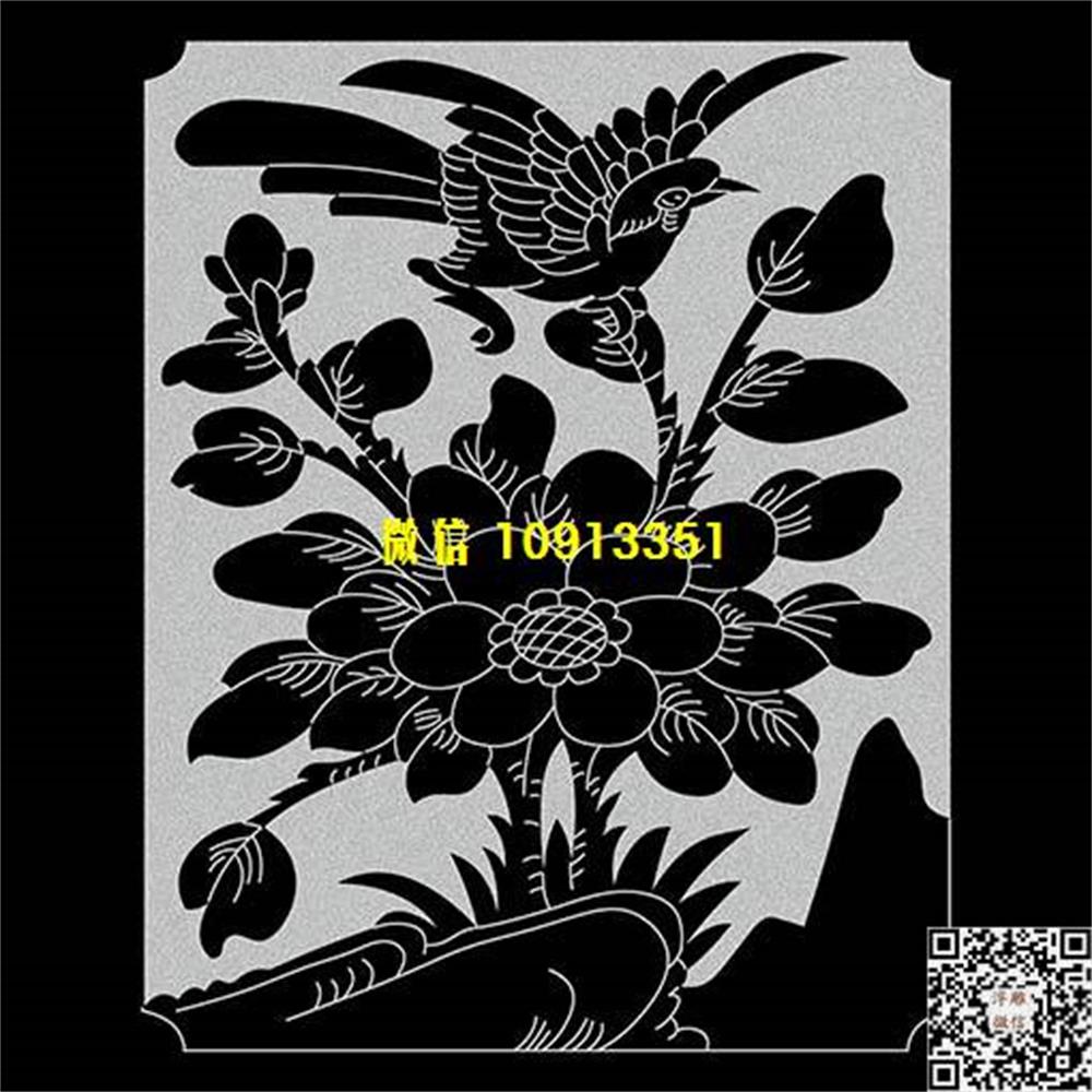 精雕图120花鸟墓碑板精雕图线雕图线条图单线铣底图_电脑雕刻plt文泰矢量图精雕图浮雕图